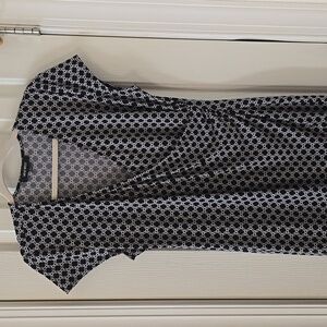 NINE WEST BRAND WOMEN'S BLACK AND WHITE SYMMETRICAL "WRAP LOOK" DRESS SIZE LARGE